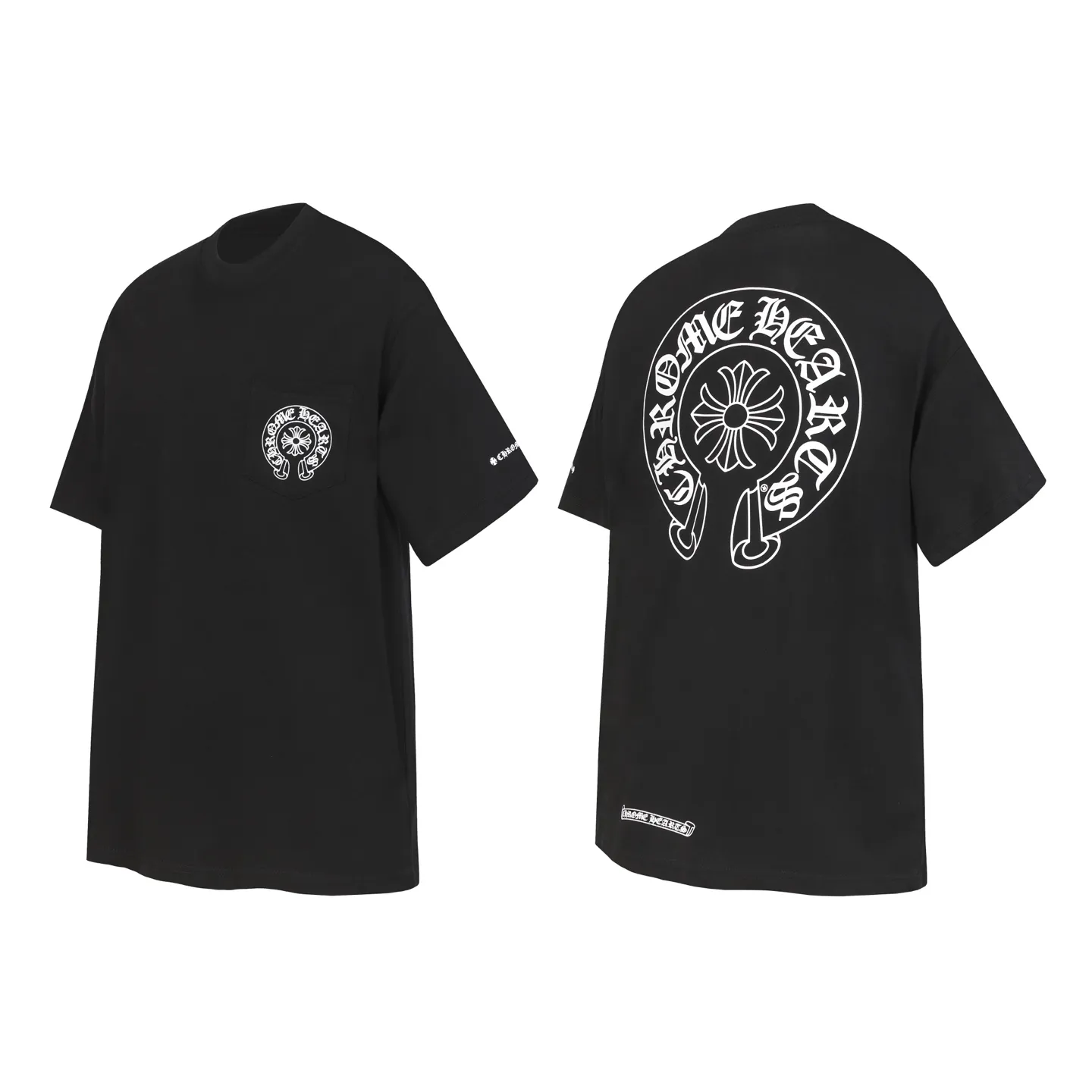 P140 Cross-border model, please do not place an order if you are pursuing quality -Chrome Hearts/Chrome Hearts 24ss classic horseshoe print popular short-sleeved T-shirt -High weight, high density and high quality. The wool is soft, delicate and skin-friendly. It feels soft and silky. It has excellent warmth and skin-friendly properties. -Customized weaving and dyeing, no color difference. No matter the fabric or workmanship details, it beats the ordinary version on the market. -Colour: black white -Size: S M L XL